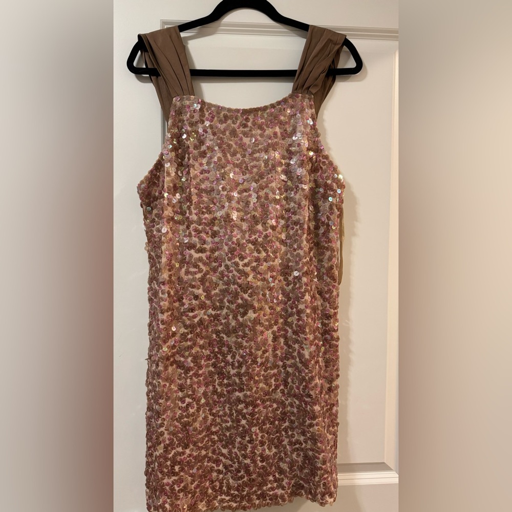 BCBGMaxAzria Elegant Satin Dress with Bow Detail